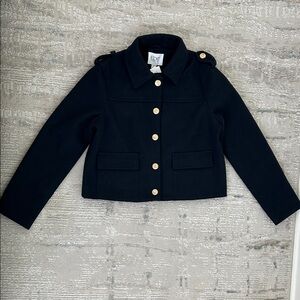 Jason Wu Navy Blue Cropped Jacket with Gold Accents
